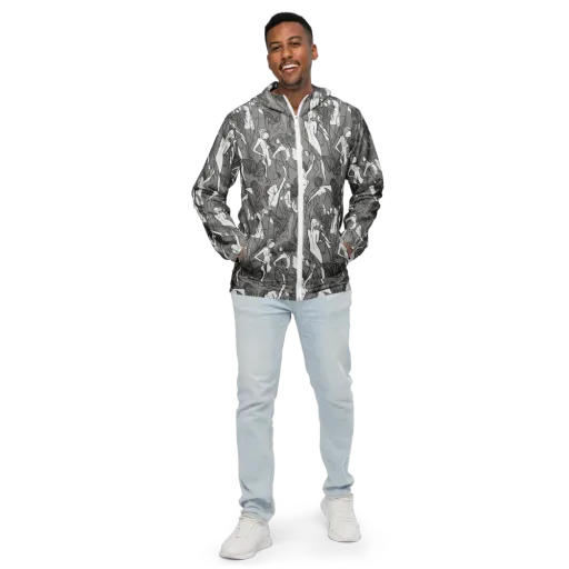 Monochrome Muses on a Men's Windbreaker