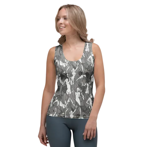 Monochrome Muses on a Women's Tank Top