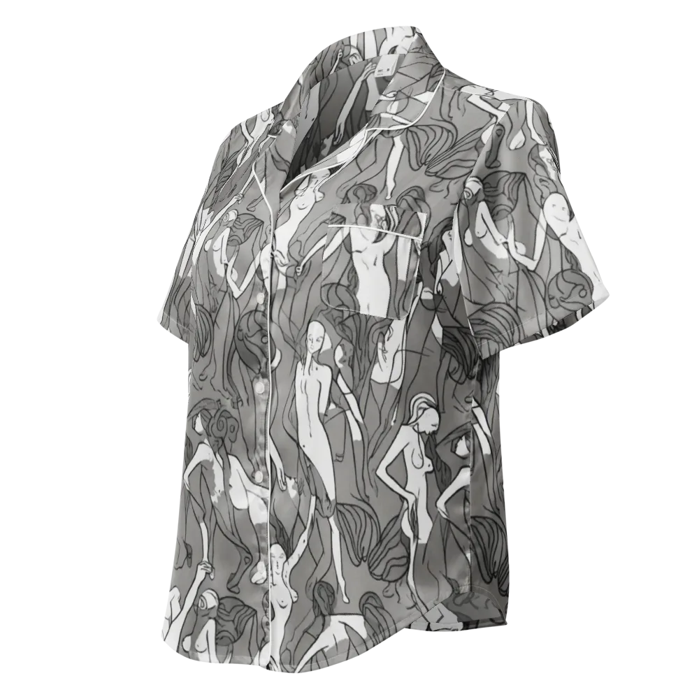 Monochrome Muses on Women's Short Sleeve Pajama Top — Left Front