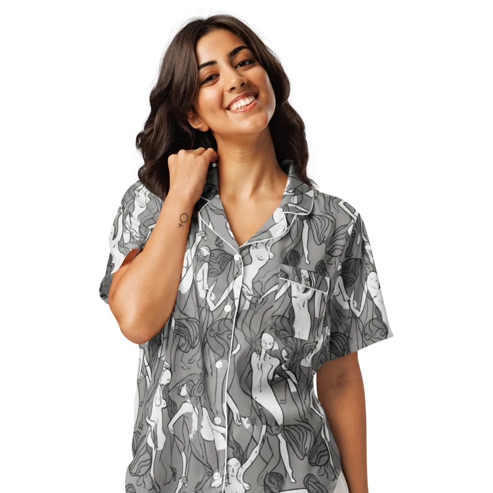 Monochrome Muses on Women's Short Sleeve Pajama Top — Front