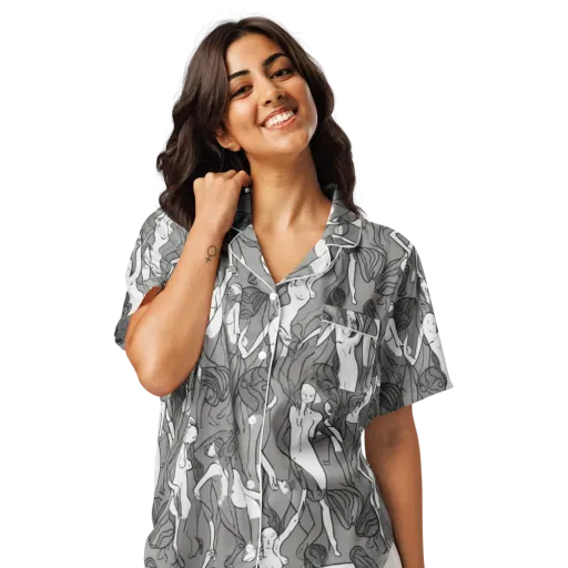 Monochrome Muses on a Women's Short Sleeve Pajama Top