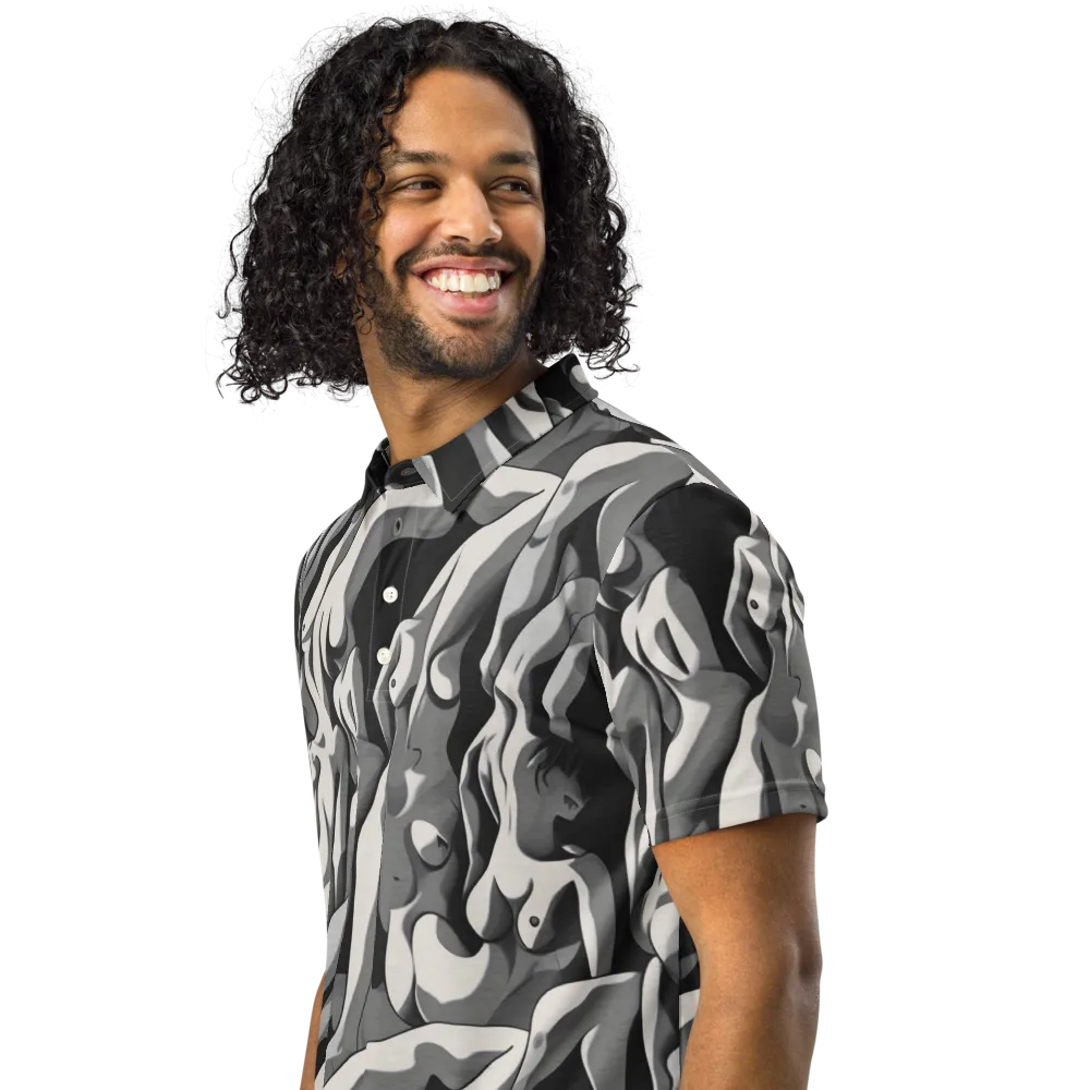 Silver Figurefield on Men's Slim Fit Polo Shirt — Left Front