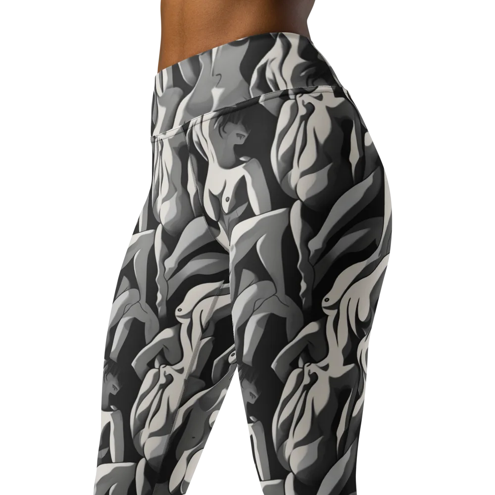 Silver Figurefield on Yoga Leggings — Left Front
