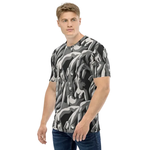 Silver Figurefield on a Men's Crew Neck T-Shirt