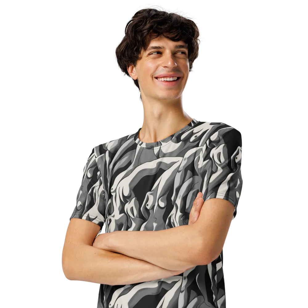 Silver Figurefield on Men's Crew Neck T-Shirt — Left Front