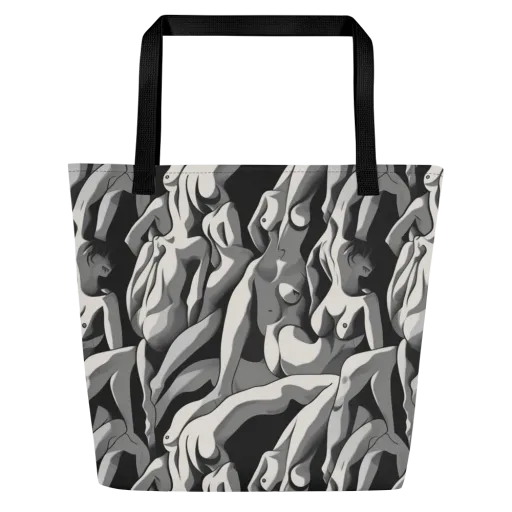 Silver Figurefield on a Large Tote Bag W/ Pocket