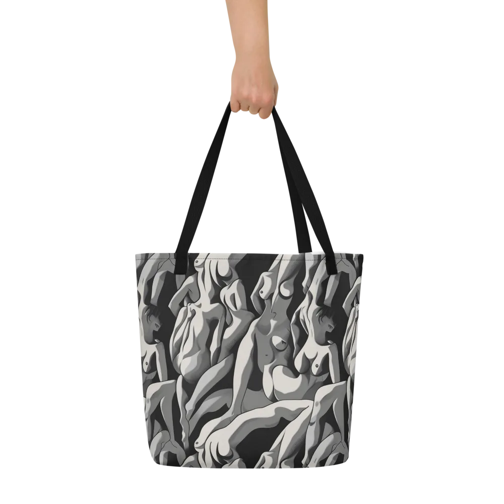 Silver Figurefield on Large Tote Bag W/ Pocket — Front