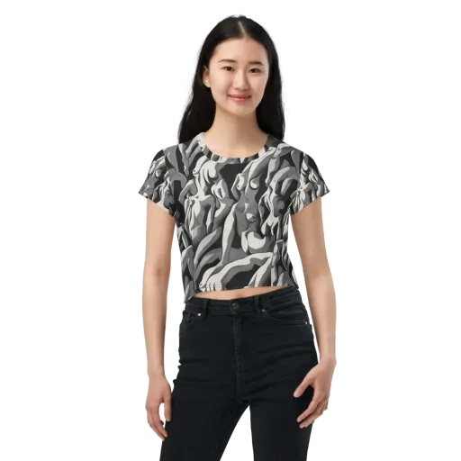 Silver Figurefield on a Crop Tee