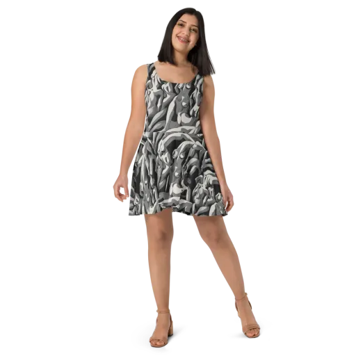 Silver Figurefield on a Skater Dress