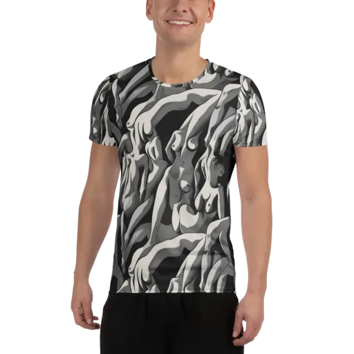 Silver Figurefield on a Men's Athletic T-Shirt