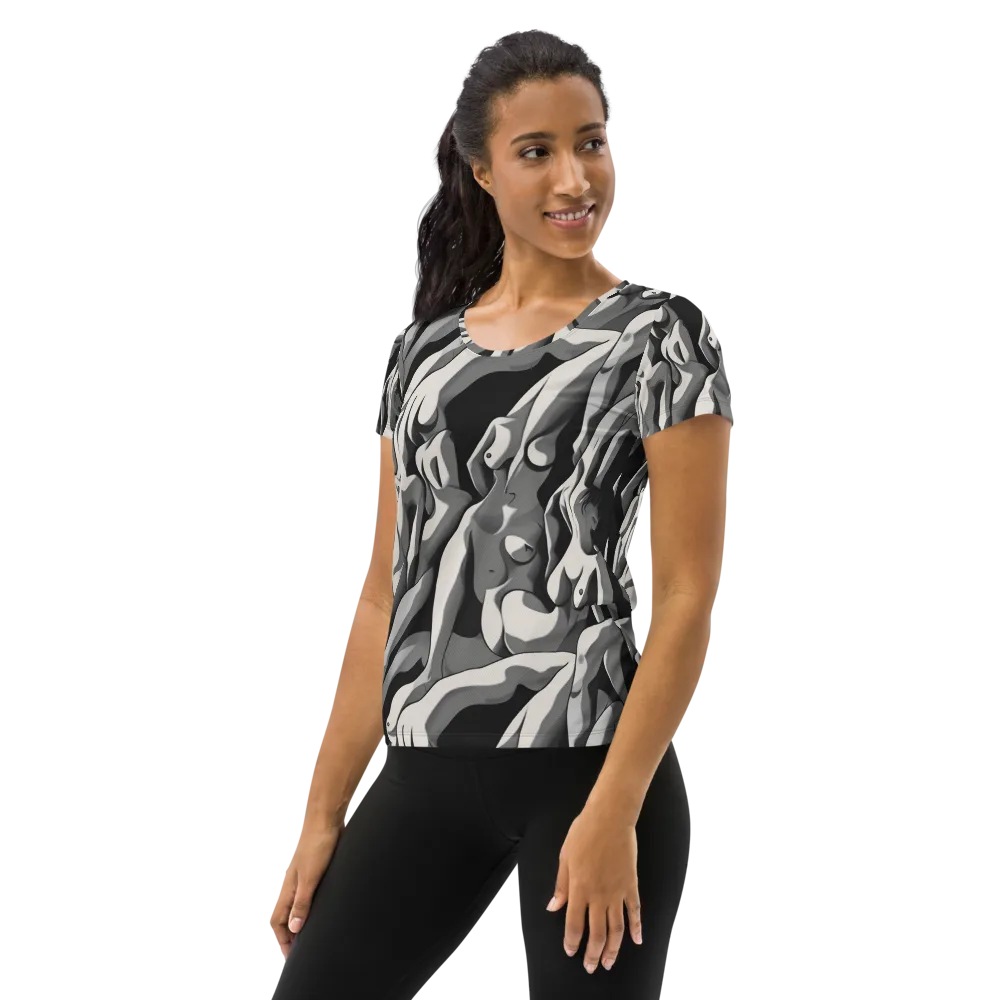Silver Figurefield on Women's Athletic T-Shirt — Left