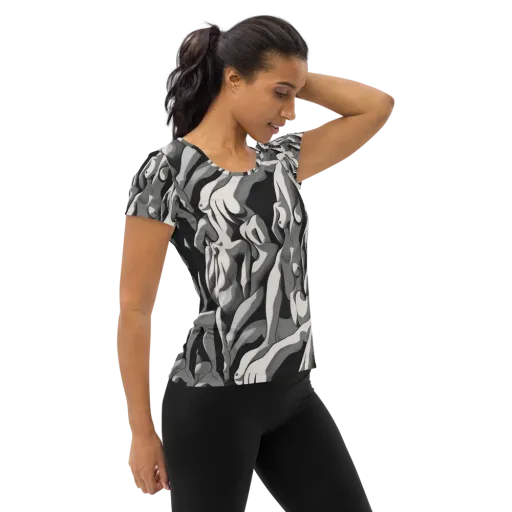 Silver Figurefield on a Women's Athletic T-Shirt