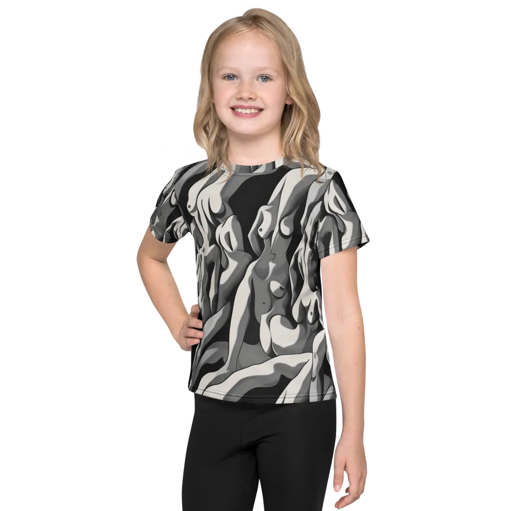Silver Figurefield on Kids Crew Neck T-Shirt — Front