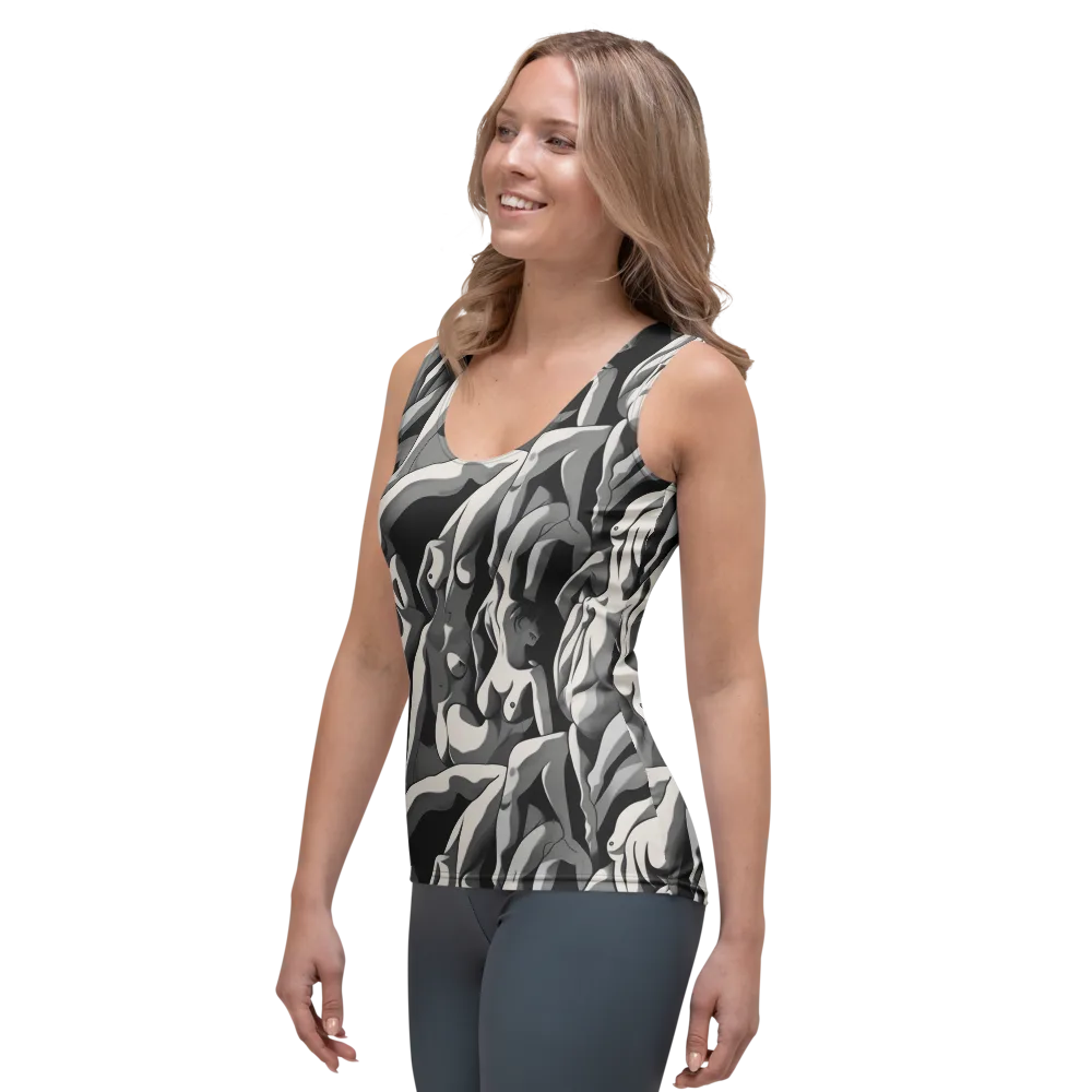 Silver Figurefield on Women's Tank Top — Left Front