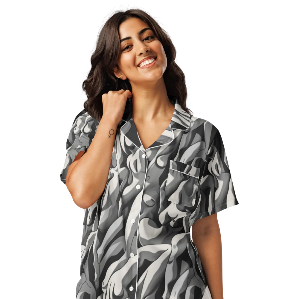 Silver Figurefield on Women's Short Sleeve Pajama Top — Front