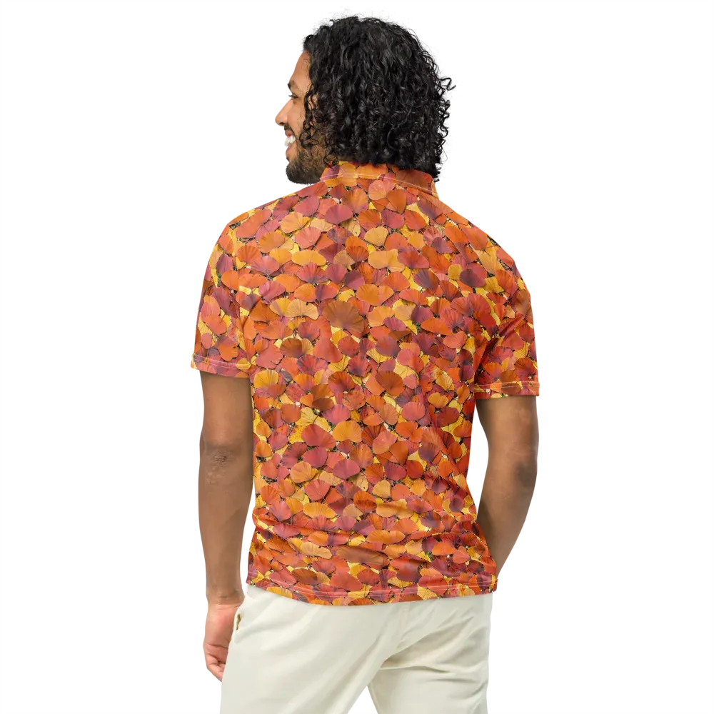 Autumn Ginkgo on Men's Slim Fit Polo Shirt — Back