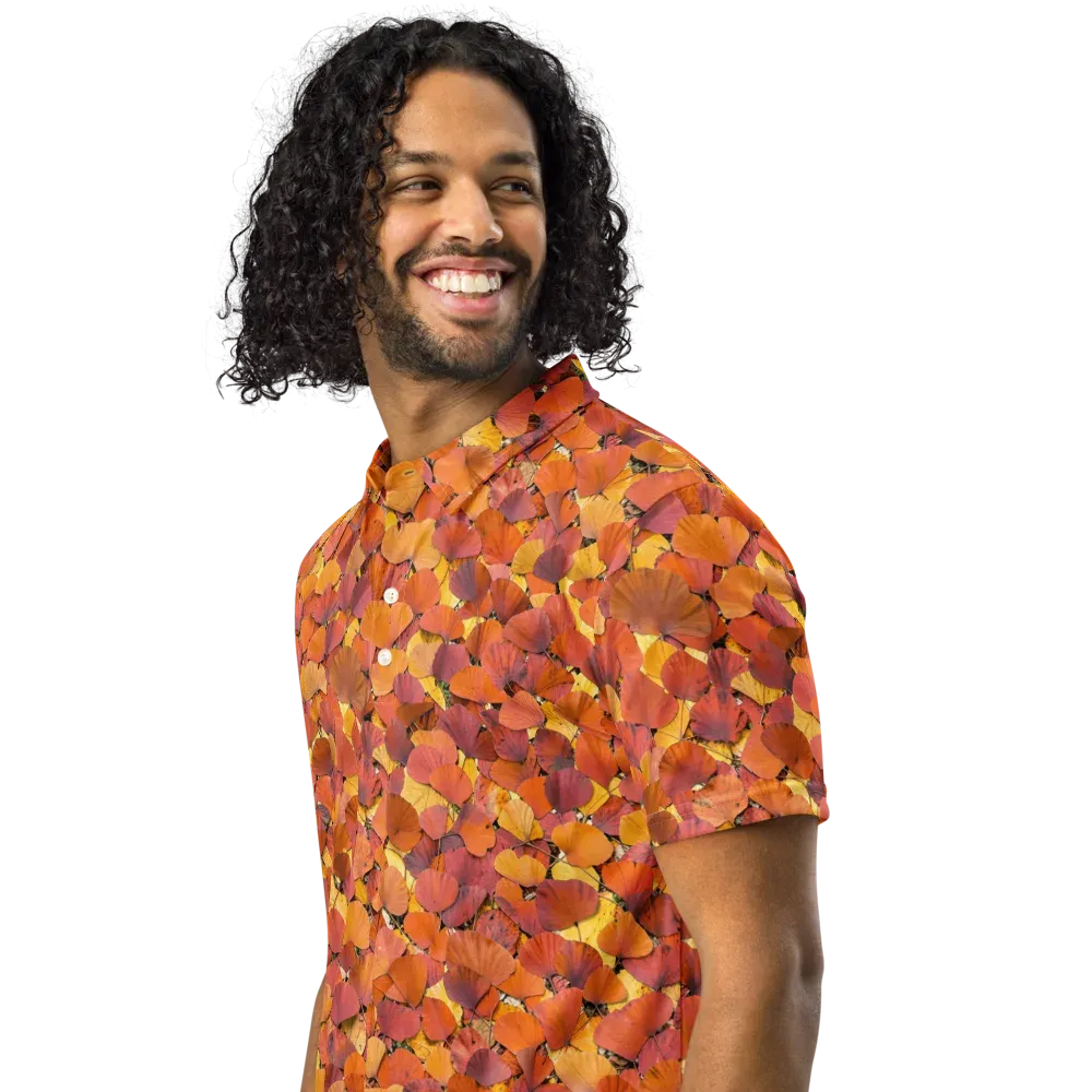 Autumn Ginkgo on Men's Slim Fit Polo Shirt — Left Front