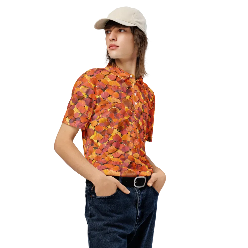 Autumn Ginkgo on Men's Slim Fit Polo Shirt — Right Front