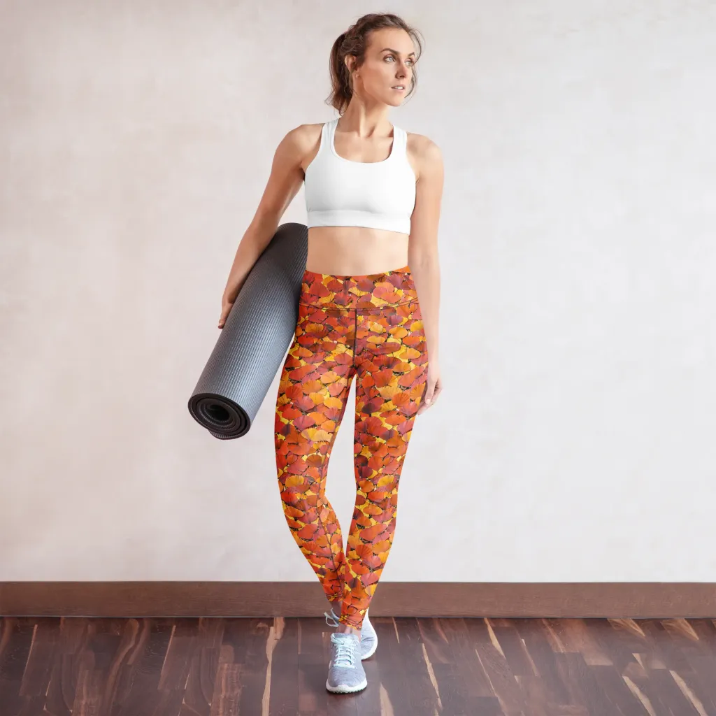 Autumn Ginkgo on Yoga Leggings — Front