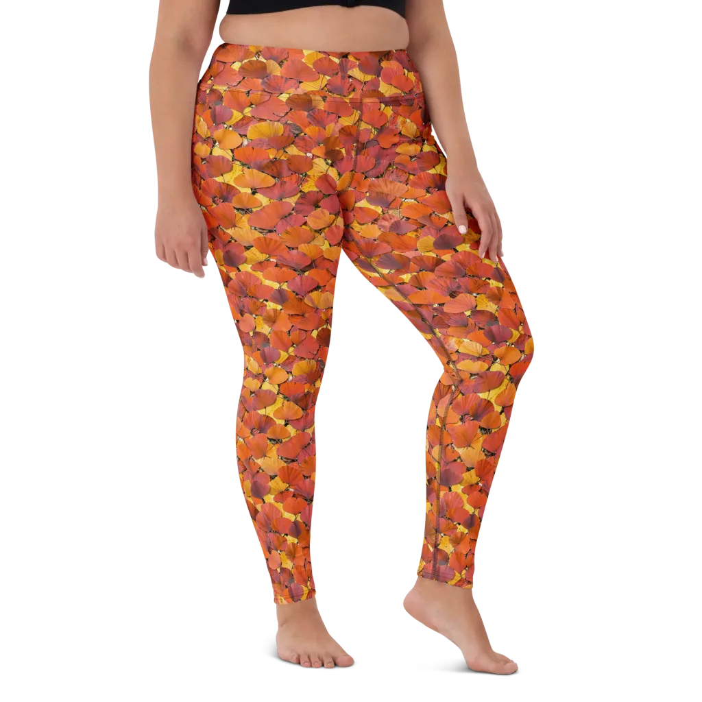 Autumn Ginkgo on Yoga Leggings — Front