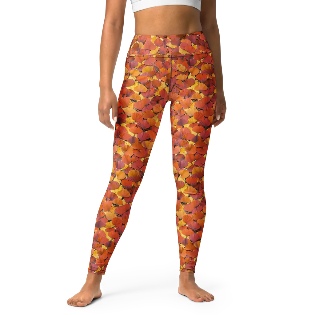 Autumn Ginkgo on Yoga Leggings — Front