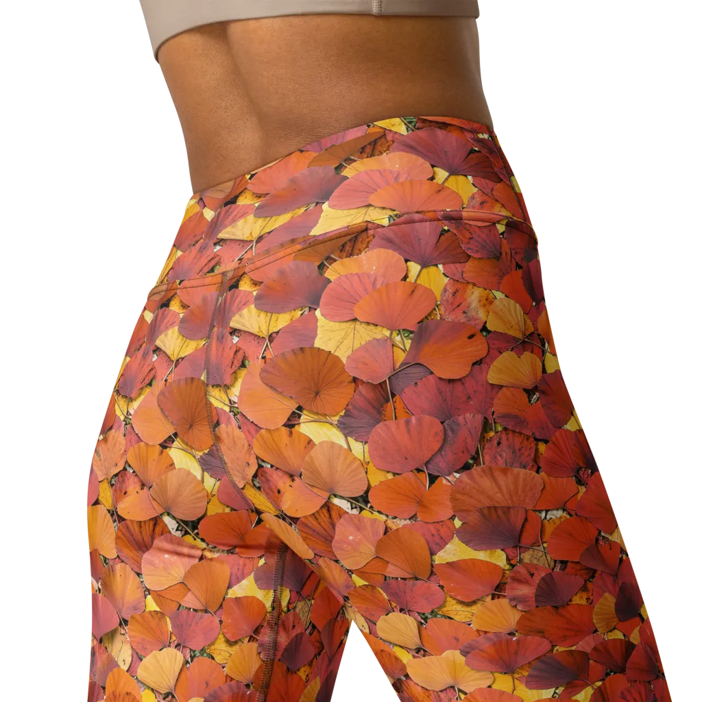 Autumn Ginkgo on Yoga Leggings — Back