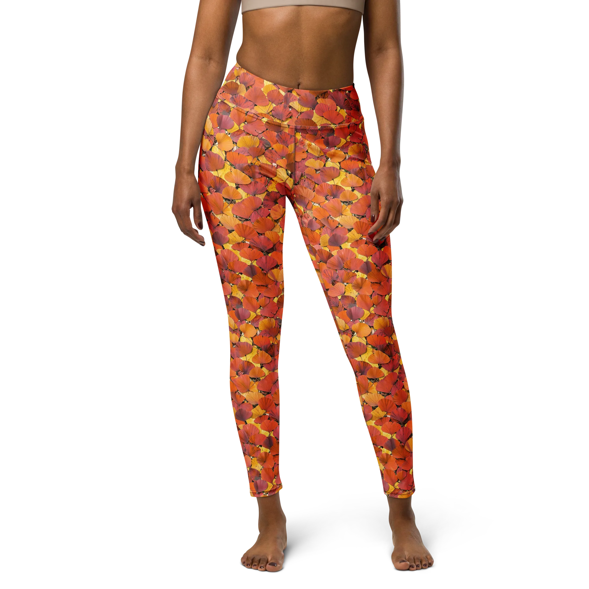 Autumn Ginkgo on Yoga Leggings — Front