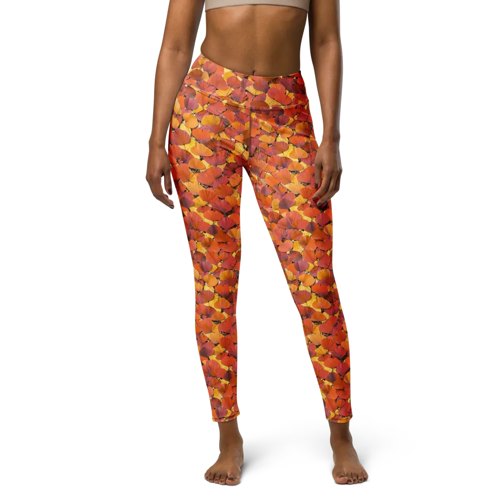 Autumn Ginkgo on Yoga Leggings — Front