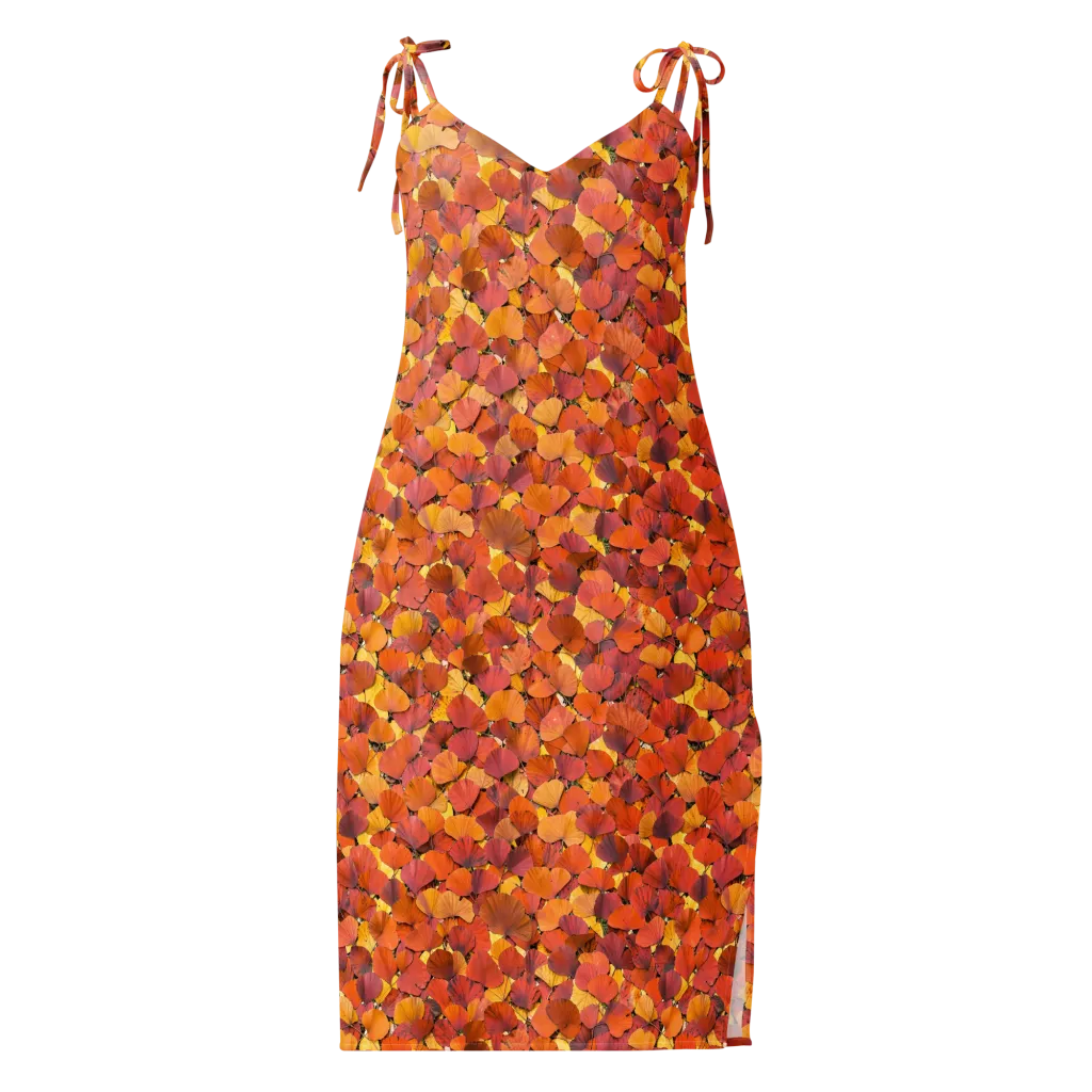 Autumn Ginkgo on Slip Dress — Front