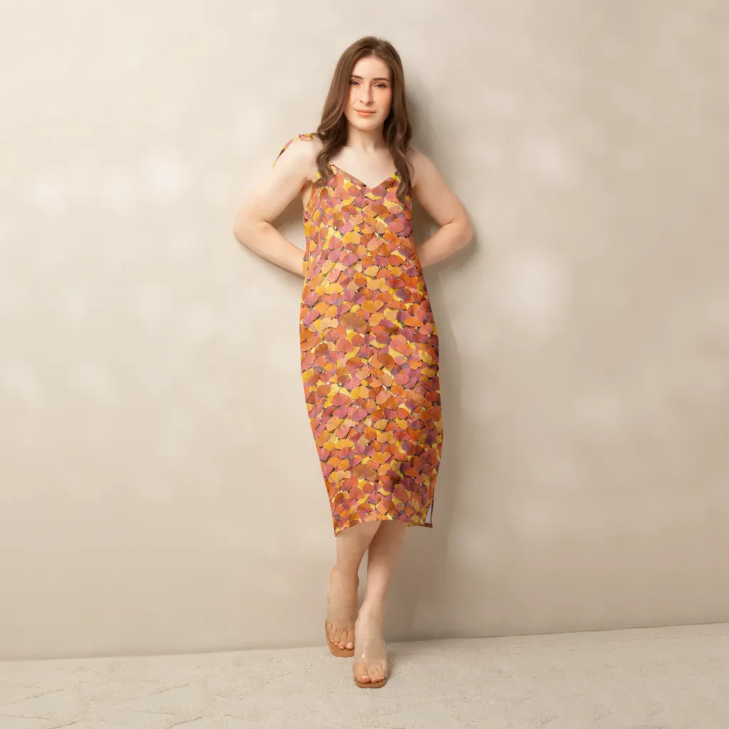 Autumn Ginkgo on Slip Dress — Front