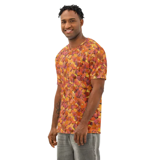 Autumn Ginkgo on a Men's Cotton Crew Neck T-Shirt