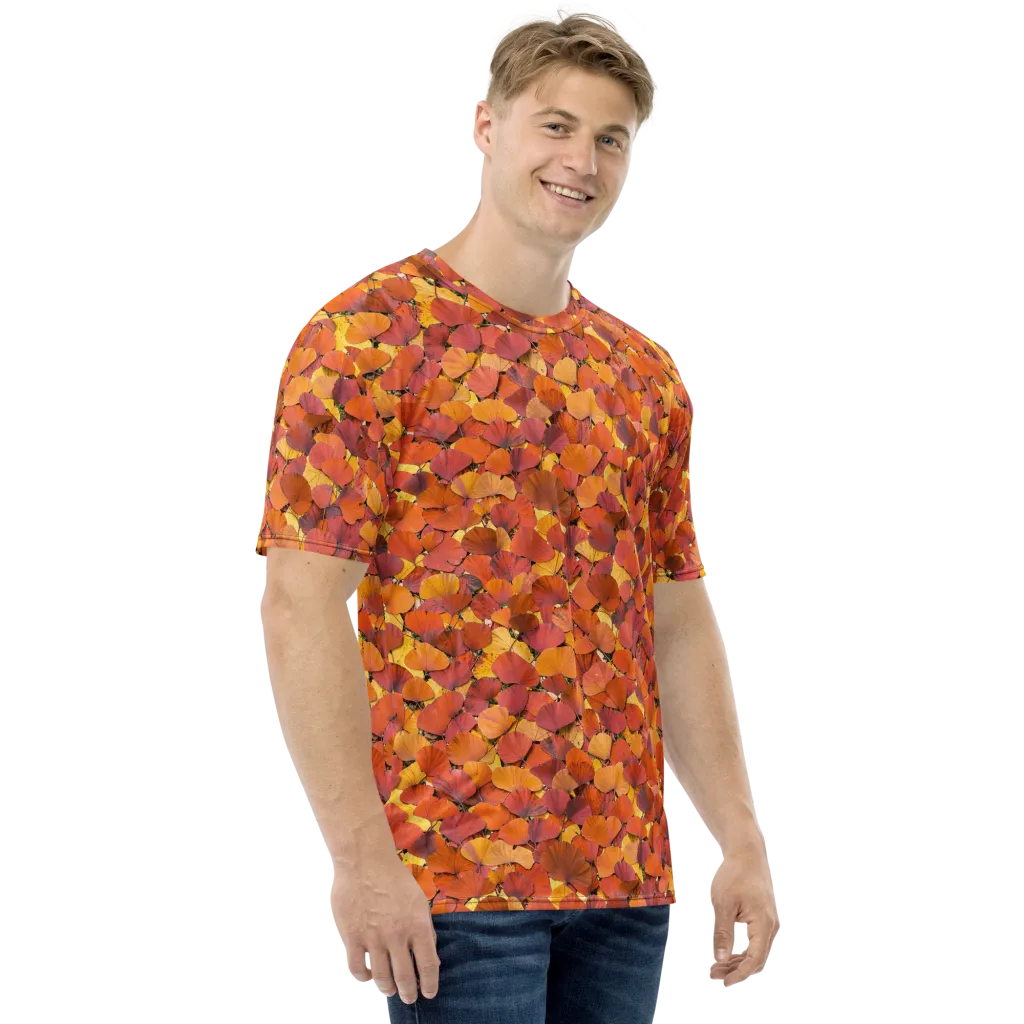 Autumn Ginkgo on Men's Crew Neck T-Shirt — Right