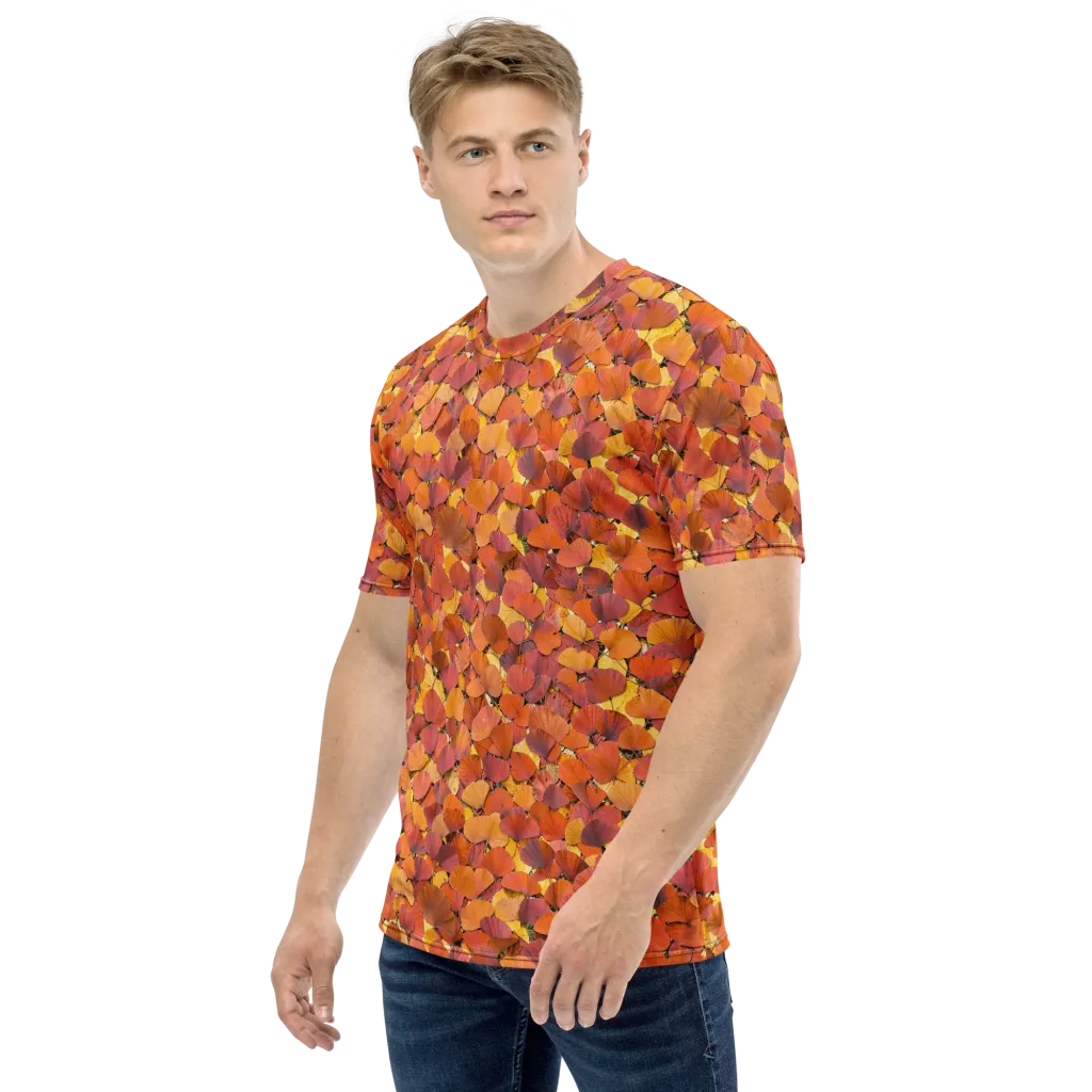 Autumn Ginkgo on Men's Crew Neck T-Shirt — Left