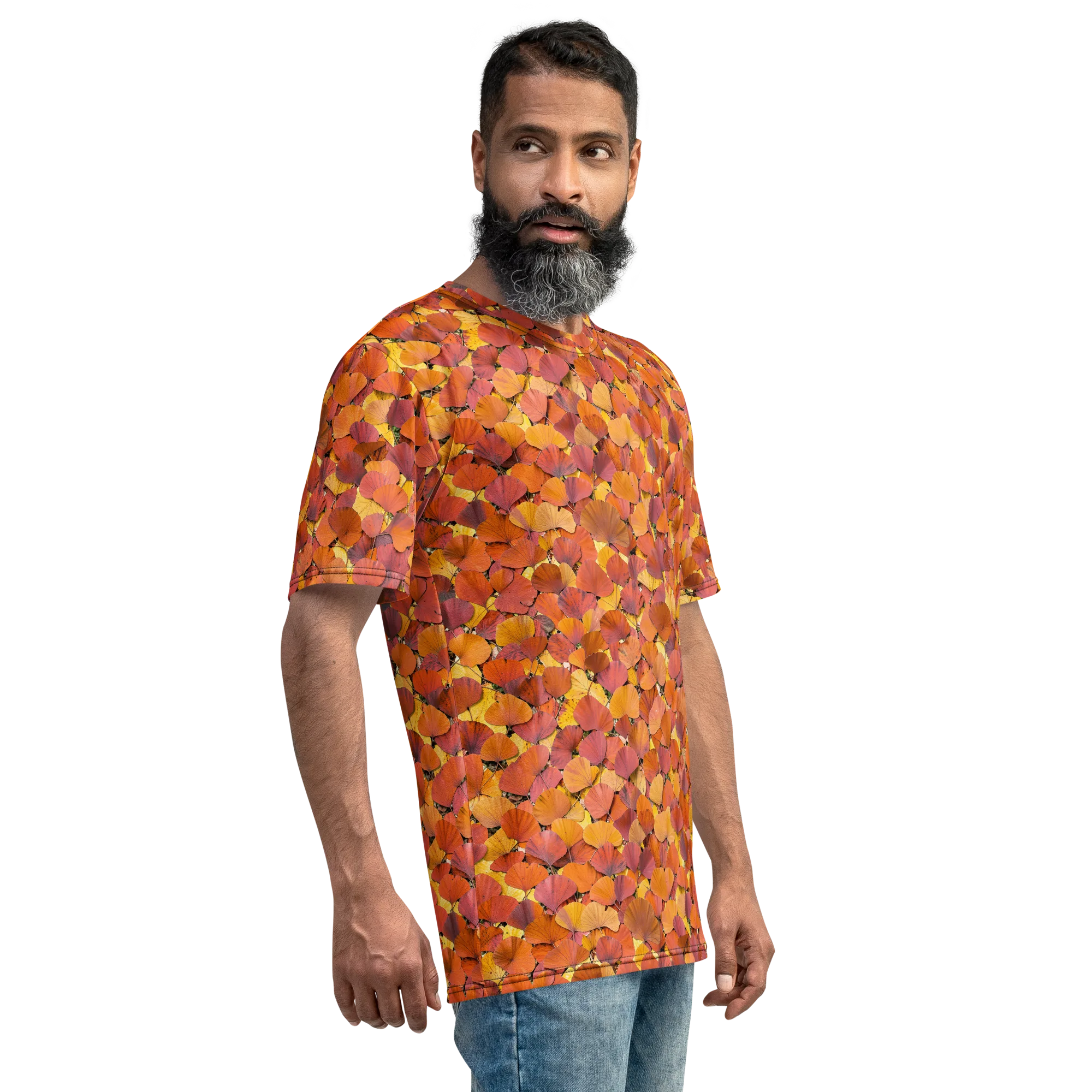 Autumn Ginkgo on Men's Crew Neck T-Shirt — Right