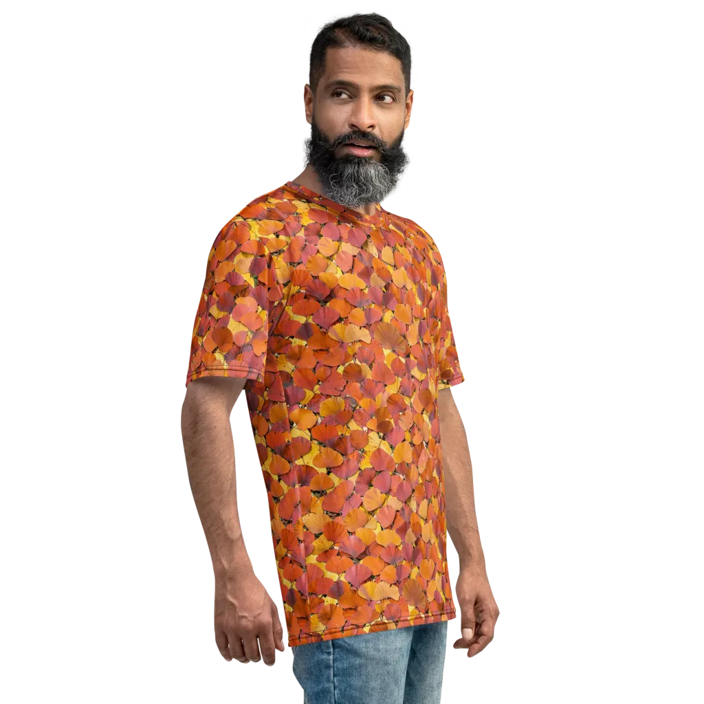 Autumn Ginkgo on Men's Crew Neck T-Shirt — Right