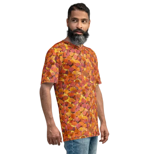 Autumn Ginkgo on a Men's Crew Neck T-Shirt