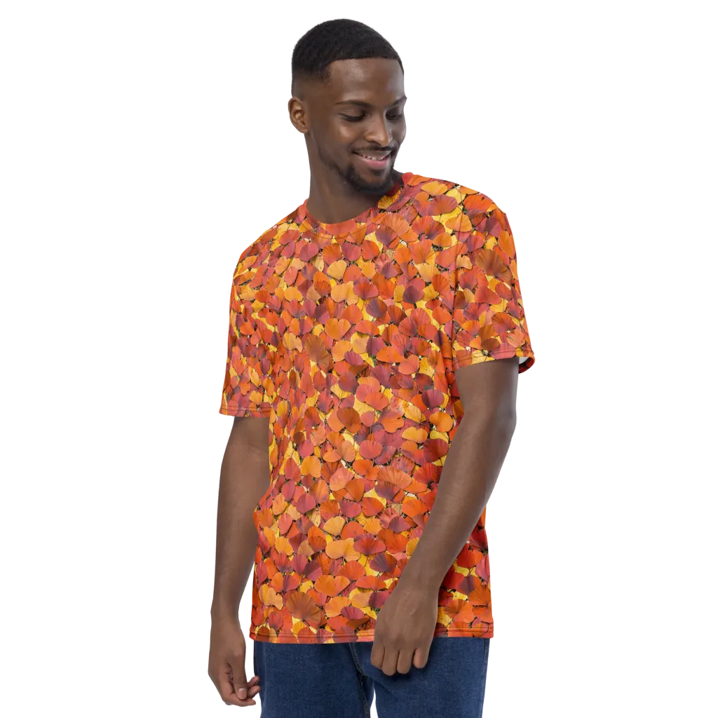 Autumn Ginkgo on Men's Crew Neck T-Shirt — Left
