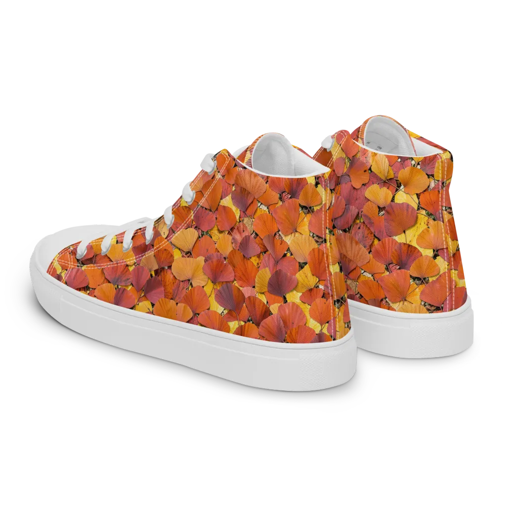 Autumn Ginkgo on Men's High Top Canvas Shoes — Left Back