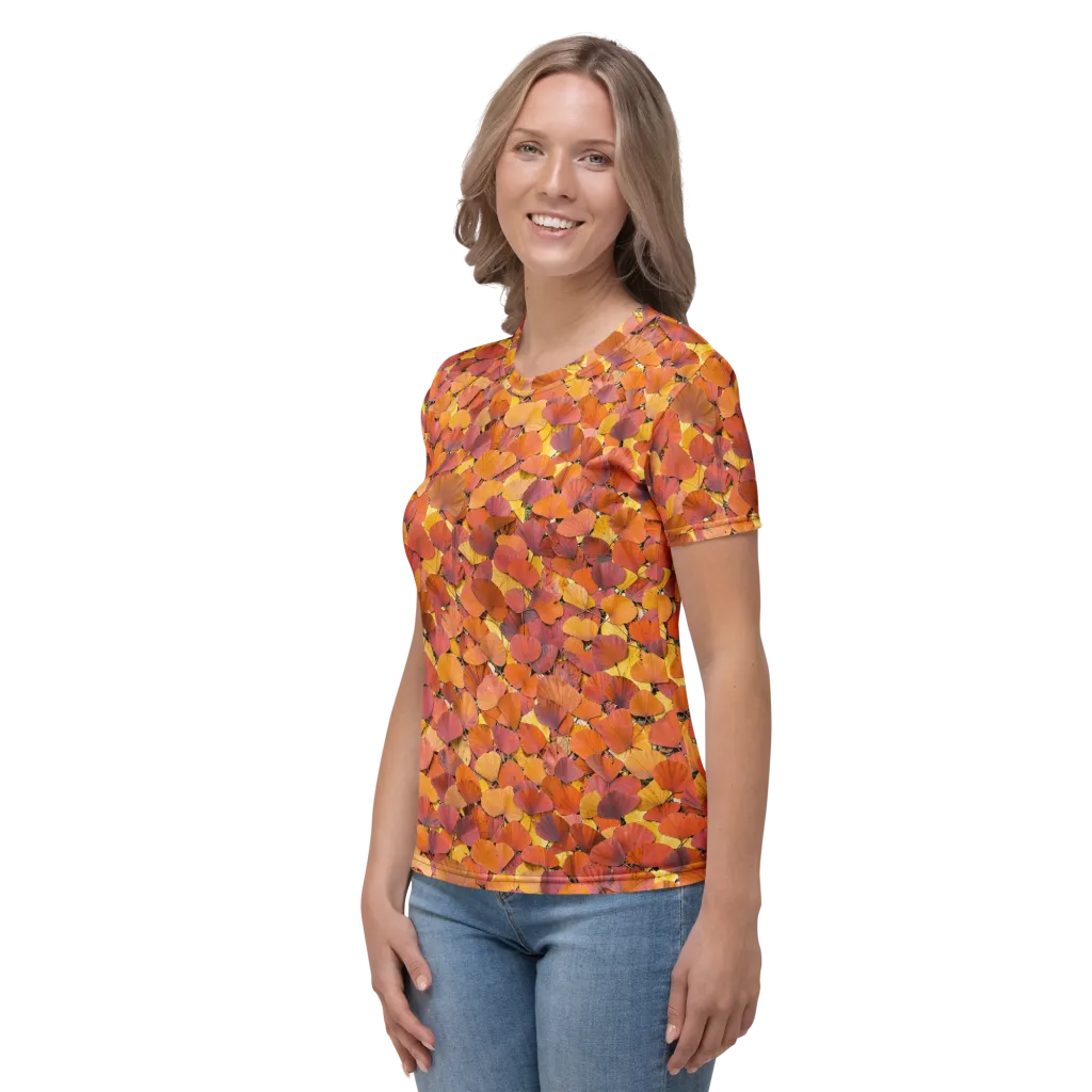 Autumn Ginkgo on Women's Crew Neck T-Shirt — Left