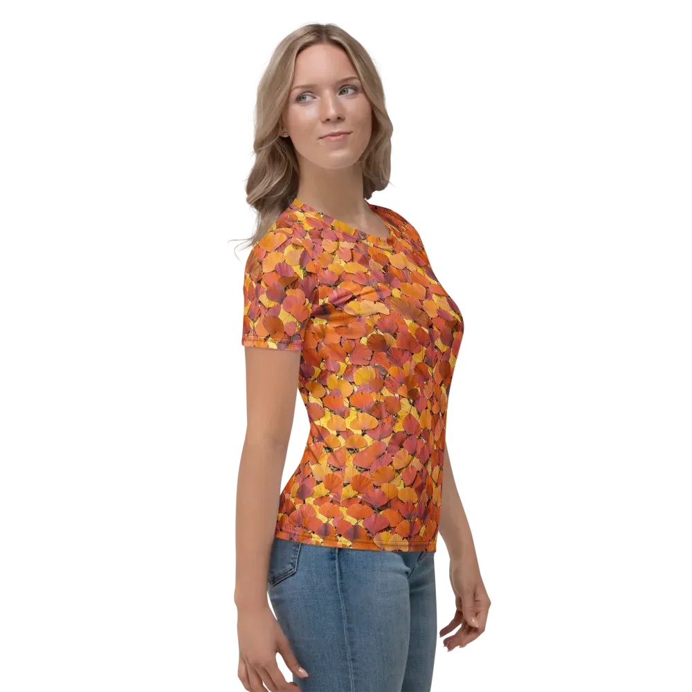 Autumn Ginkgo on Women's Crew Neck T-Shirt — Right
