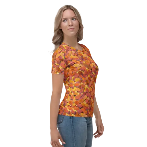 Autumn Ginkgo on a Women's Crew Neck T-Shirt