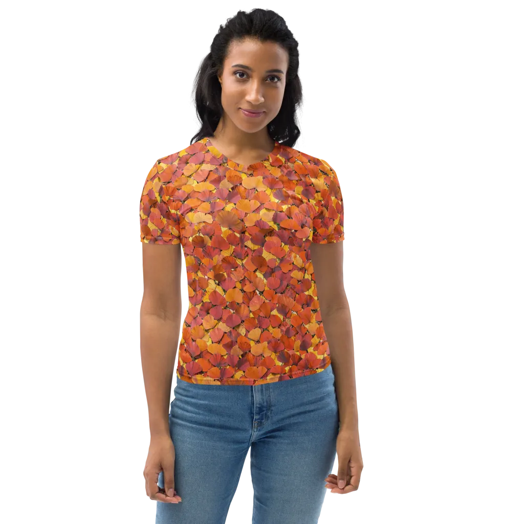 Autumn Ginkgo on Women's Crew Neck T-Shirt — Front