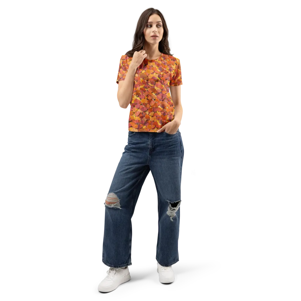 Autumn Ginkgo on Women's Crew Neck T-Shirt — Front
