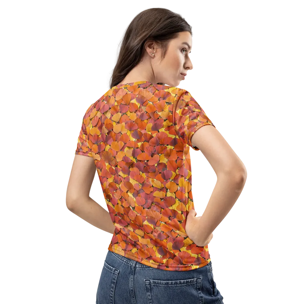 Autumn Ginkgo on Women's Crew Neck T-Shirt — Back