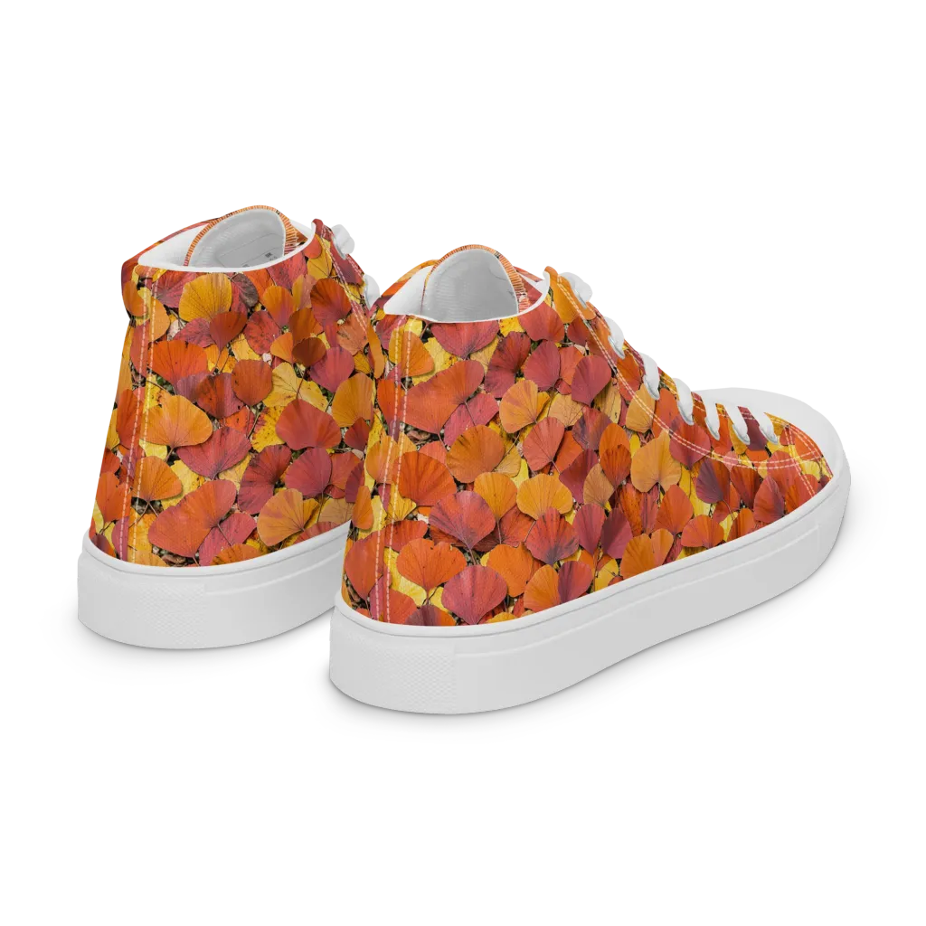 Autumn Ginkgo on Women's High Top Canvas Shoes — Right Back