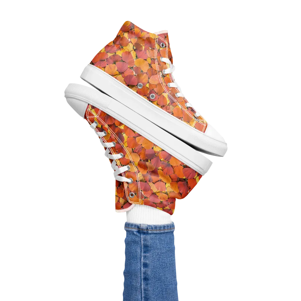 Autumn Ginkgo on Women's High Top Canvas Shoes — Left