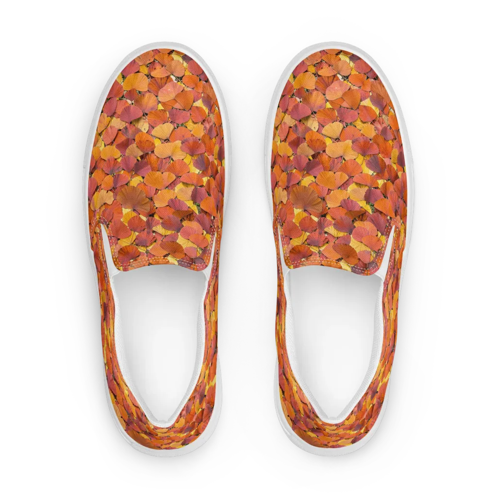Autumn Ginkgo on Men's Slip-On Canvas Shoes — Front