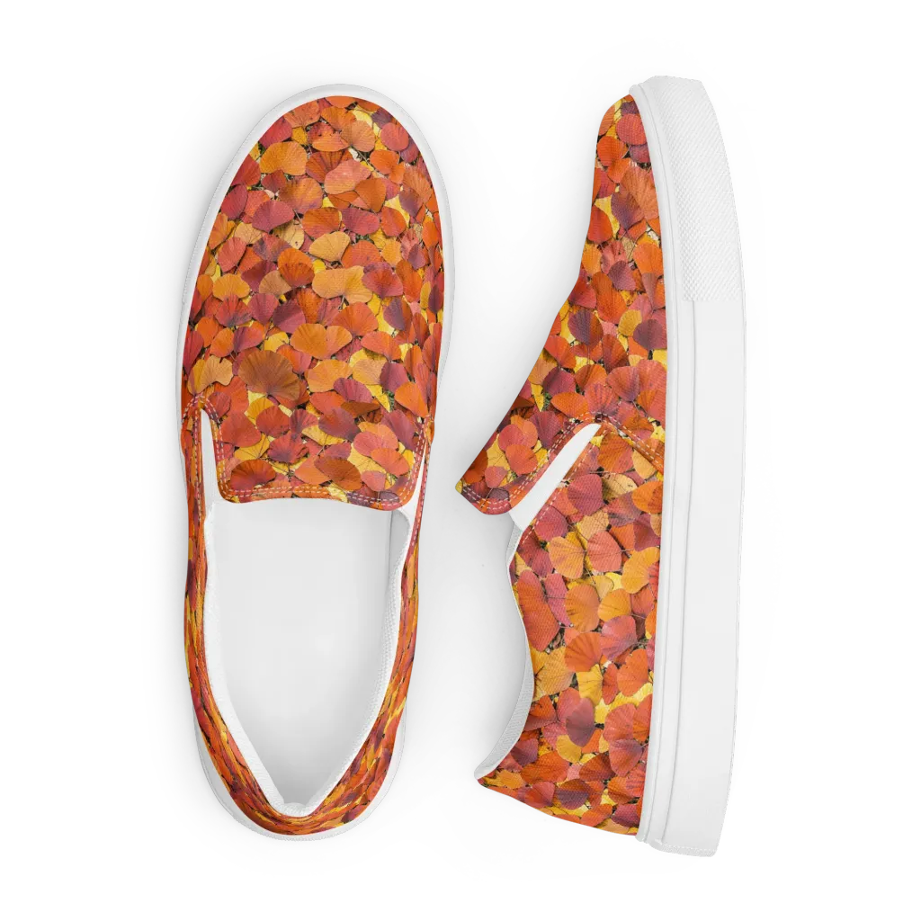 Autumn Ginkgo on Men's Slip-On Canvas Shoes — Front
