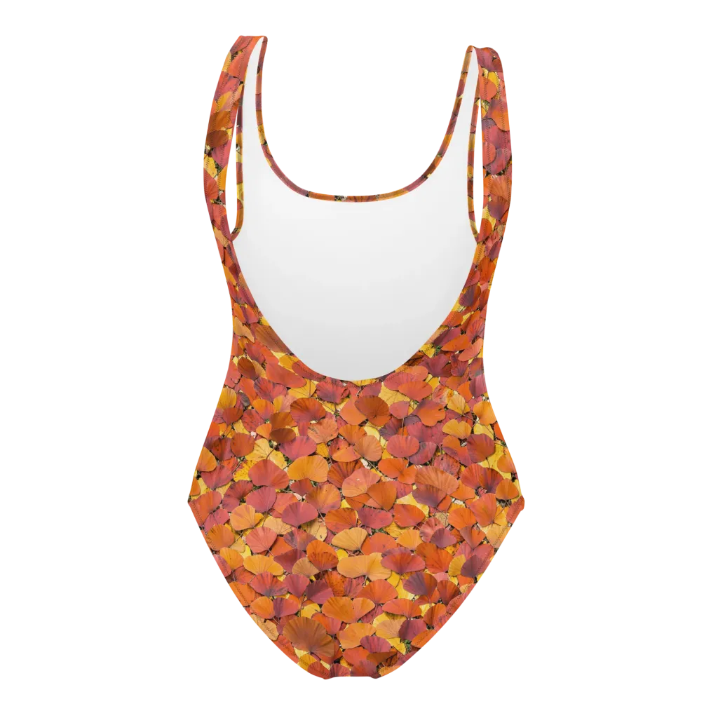 Autumn Ginkgo on One-Piece Swimsuit — Back