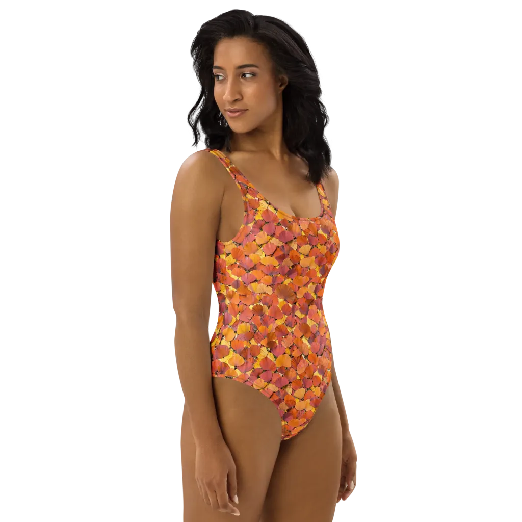 Autumn Ginkgo on One-Piece Swimsuit — Right